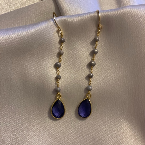 Amethyst Quartz Natural Stone Dangling Earrings for Women - Picture 8 of 9